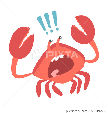 Red Crab Character as Aquatic Mammal with Pair of Pincers Shouting Vector Illustration Red Crab Character as Aquatic Mammal with Pair of Pincers Shouting Vector Illustration 80849222