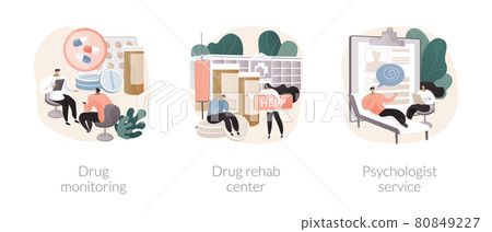 Abuse rehabilitation abstract concept vector illustrations. Abuse rehabilitation abstract concept vector illustrations. 80849227