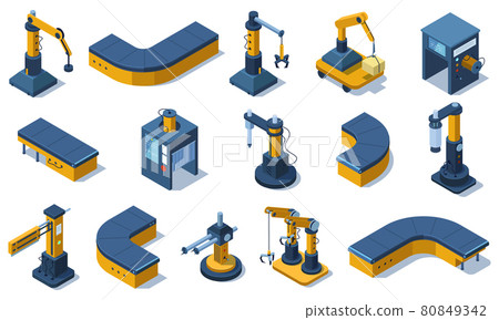 Isometric Industry Technologies Robot Arms And... - Stock Illustration ...