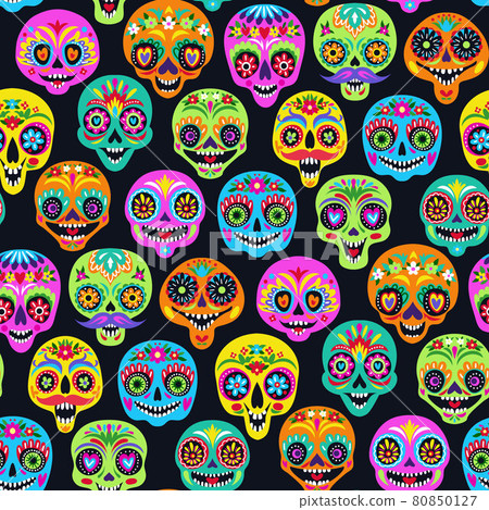 Seamless pattern with sugar skulls for holiday home decoration. Day of the dead Seamless pattern with sugar skulls for holiday home decoration. Day of the dead 80850127