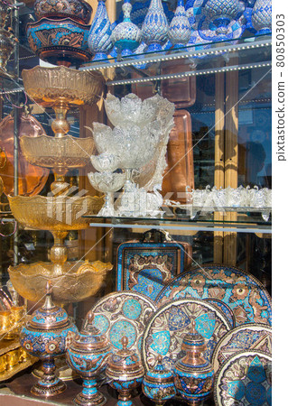 伊朗世界遺產城市伊斯法罕一家紀念品商店的展示 80850303