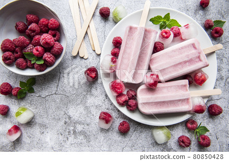 Homemade raspberry ice cream Homemade raspberry ice cream 80850428