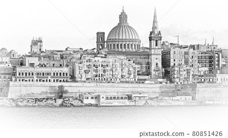 Typical and famous skyline of Valletta - the capital city of Malta Typical and famous skyline of Valletta - the capital city of Malta 80851426