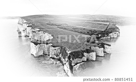 Old Harry Rocks in England - aerial view Old Harry Rocks in England - aerial view 80851451