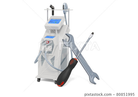 Service and repair of Professional Laser Tattoo Removal Machines for Hair Removal and other cosmetic procedures. 3D rendering Service and repair of Professional Laser Tattoo Removal Machines for Hair Removal and other cosmetic procedures. 3D rendering 80851995