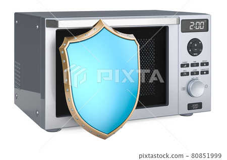 Microwave with shield, 3D rendering Microwave with shield, 3D rendering 80851999