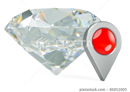 Diamond with map pointer, 3D rendering Diamond with map pointer, 3D rendering 80852005