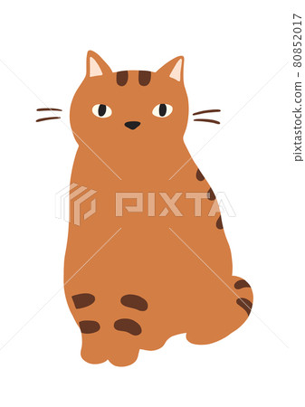 Illustration of a sitting cat-tabby cat 80852017