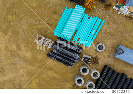 Polyethylene water pipes of prepared for laying a to supply water to the house 80852273