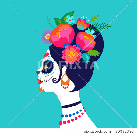 Dia de los muertos, Day of the dead, Mexican holiday, festival. Poster, banner and card with make up 80852383