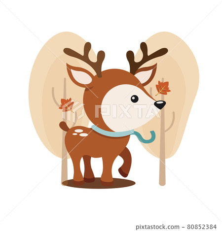 Kawaii cartoon of a deer Autumn season 80852384