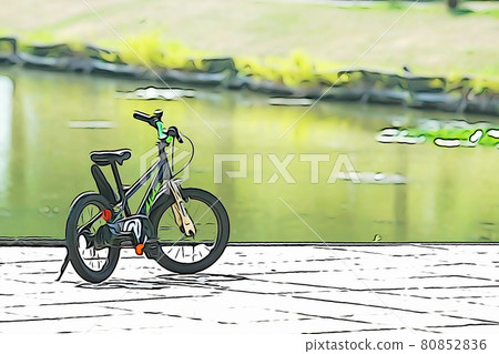 粉彩風格的“兒童自行車放在公園裡”插圖圖像 粉彩風格的“兒童自行車放在公園裡”插圖圖像 80852836