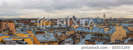 Beautiful panorama with a top view of the historic city center of St. Petersburg. Beautiful panorama with a top view of the historic city center of St. Petersburg. 80853269