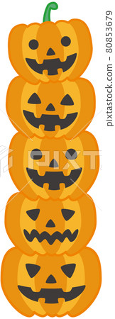 一個簡單可愛的萬聖節南瓜的插圖，有 5 個堆疊的 80853679