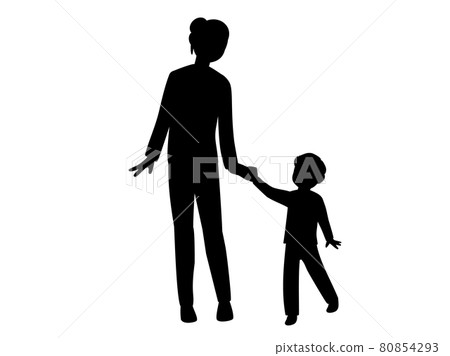 帶有人類母親和孩子形象的剪影插圖 帶有人類母親和孩子形象的剪影插圖 80854293