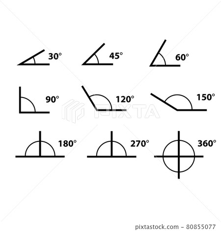 Angle of 180, 45,30,90 degrees vector illustration. The symbol of