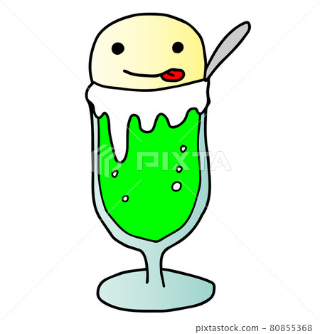 美味的面部表情的甜瓜奶油蘇打水插圖 80855368