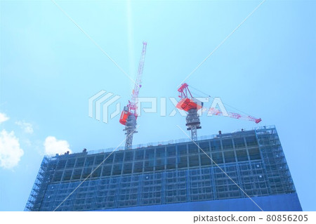 High-rise building construction site 80856205