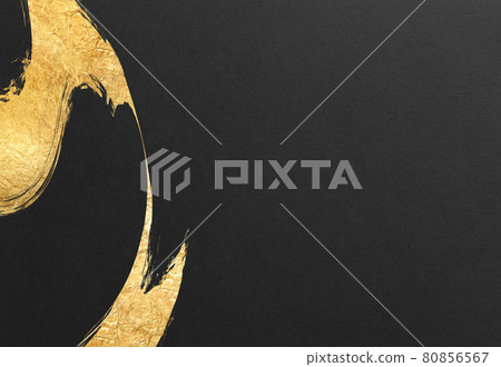 Background texture Luxury golden gold folding screen Gold paper New Year's card New Year Japanese paper Japanese pattern Wallpaper Brush art Black background 80856567