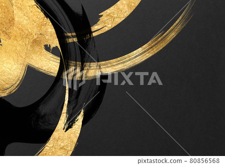 Background texture Luxury golden gold folding screen Gold paper New Year's card New Year Japanese paper Japanese pattern Wallpaper Brush art Black background 80856568