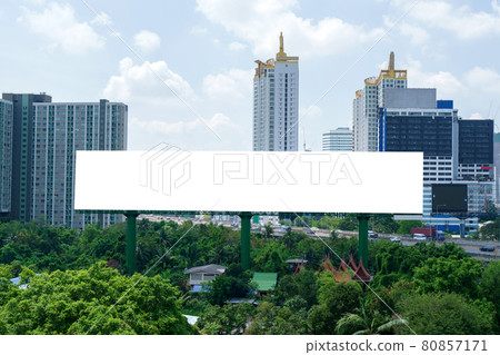 Mockup image of Blank billboard white screen posters in the city on road for advertising background 80857171