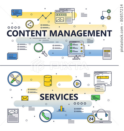 Vector line art content management poster banner Vector line art content management poster banner 80857214