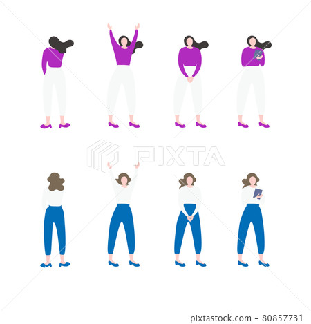 女性/母親/人全身平面插畫素材 女性/母親/人全身平面插畫素材 80857731