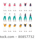 兒童/小學生/人的全身平面插畫素材 80857732
