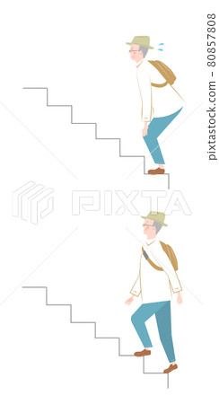 Elderly man and stairs set Elderly man and stairs set 80857808