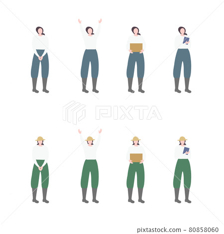農業/畜牧業/漁夫/漁夫/農民工業工人工作人員插圖女性形象 農業/畜牧業/漁夫/漁夫/農民工業工人工作人員插圖女性形象 80858060