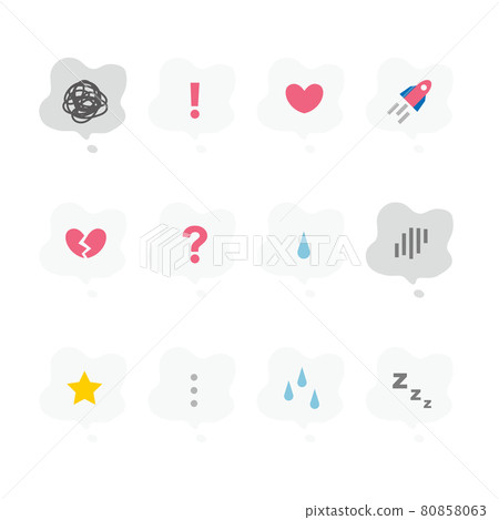 氣泡的情緒和悲傷/各種情緒表達的變化/插圖部分模式集 氣泡的情緒和悲傷/各種情緒表達的變化/插圖部分模式集 80858063