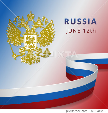 Happy Russia independence day celebration poster. Emblem of Russia. 12th of June. Vector illustration. EPS10. Happy Russia independence day celebration poster. Emblem of Russia. 12th of June. Vector illustration. EPS10. 80858349