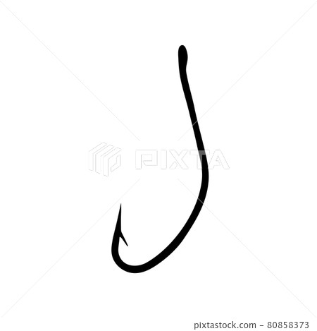 Black fishing hook icon flat isolated on white background. Vector Illustration. Black fishing hook icon flat isolated on white background. Vector Illustration. 80858373