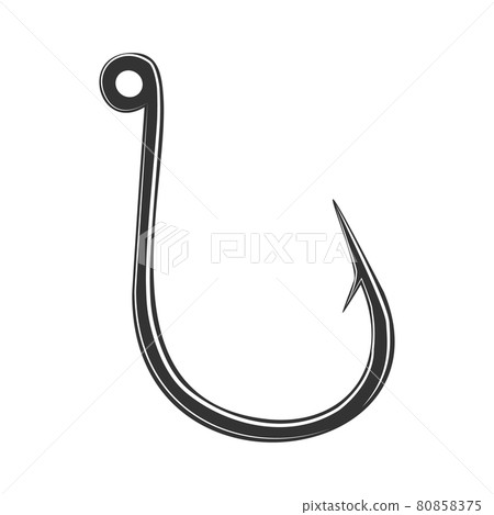 Black fishing hook icon flat isolated on white background. Vector Illustration. Black fishing hook icon flat isolated on white background. Vector Illustration. 80858375