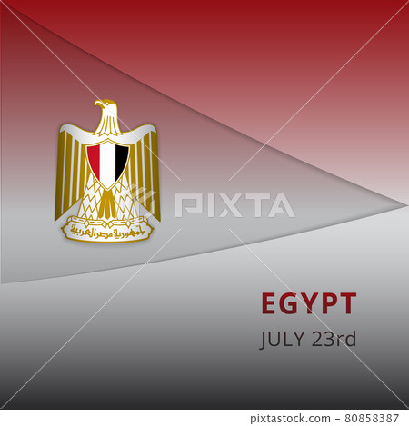 Happy Egypt independence day celebration poster. Emblem of Egypt. 23rd of july. Vector illustration. Eagle of Saladin. Graphic design template. EPS10. 80858387
