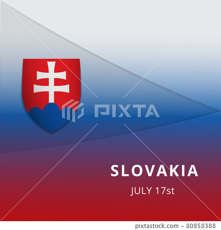 Happy Slovakia independence day celebration poster. Emblem of Slovakia. 17th of July. Vector illustration. White patriarchal cross on red shield. Graphic design template. EPS10. 80858388