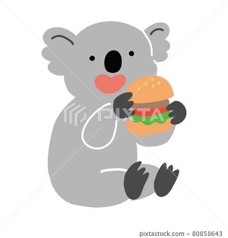 Vector illustration of a koala eating an Australian animal hamburger Vector illustration of a koala eating an Australian animal hamburger 80858643