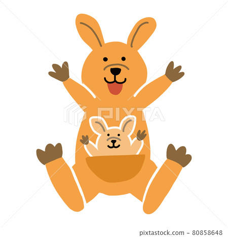 Kangaroo parent and child Banzai pose 80858648