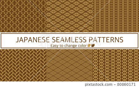 Retro Japanese pattern seamless pattern set 80860171