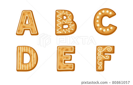 Alphabet Capital Letters as Freshly Baked Cookie and Christmas Holiday Treat Vector Set Alphabet Capital Letters as Freshly Baked Cookie and Christmas Holiday Treat Vector Set 80861057