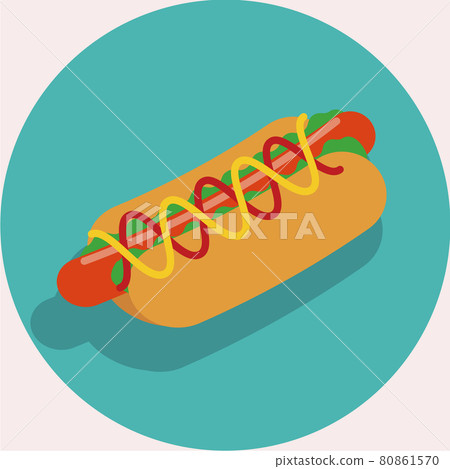 Illustration of Hotdog with ketchup Illustration of Hotdog with ketchup 80861570
