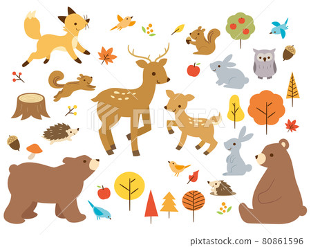 可愛的秋季森林動物套裝 可愛的秋季森林動物套裝 80861596