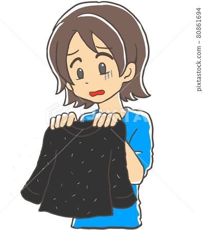 一個女人的衣服上有很多頭髮 80861694