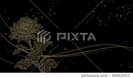 優雅的菊花花背景圖（金漆風格） 80862053