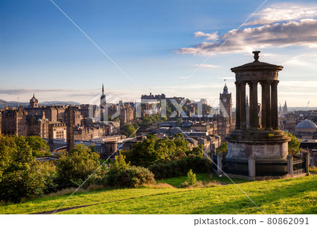 Edinburgh cityscape viewed from Calton Hill Scotland UK 80862091