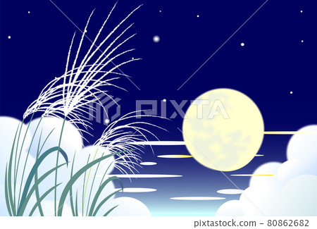 第十五夜治愈月夜背景圖 插圖素材 圖庫