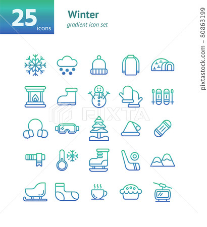 Winter gradient icon set. Vector and Illustration. Winter gradient icon set. Vector and Illustration. 80863199