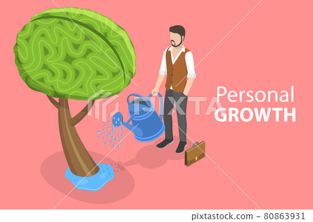 3D Isometric Flat Vector Conceptual Illustration of Self Growth. 3D Isometric Flat Vector Conceptual Illustration of Self Growth. 80863931
