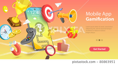 Mobile App Gamification, Interactive Content For Audience Engaging. 80863951