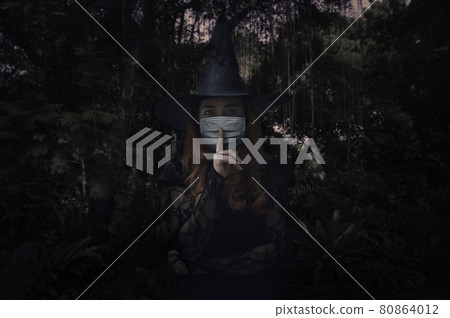 Halloween and coronavirus or covid-19 concept 80864012